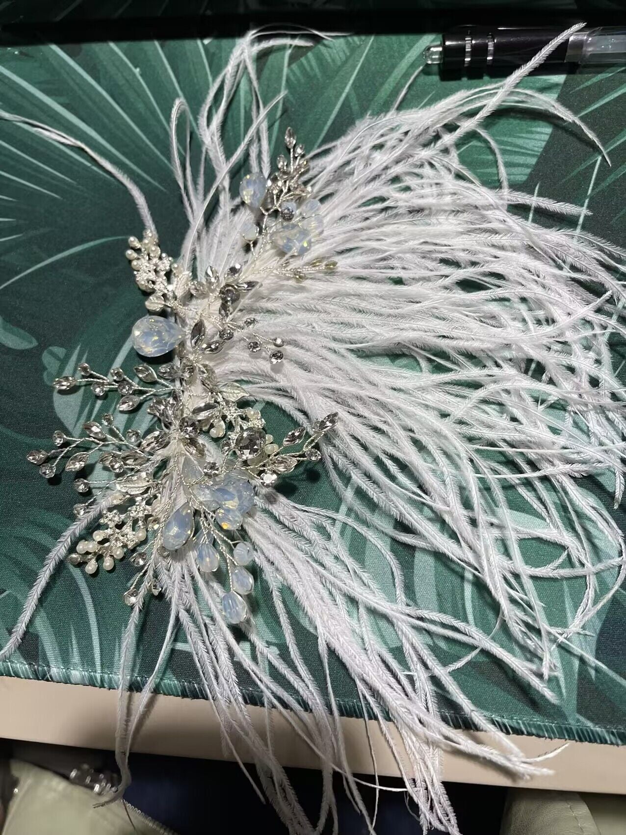 Bridal Wedding White Feather Diamond Crystal Hairband Hair Accessory