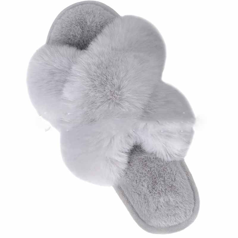 Women Fluffy Faux Fur Indoor Slippers